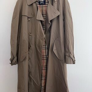 Vintage Burberry Beige Check Lined Trench